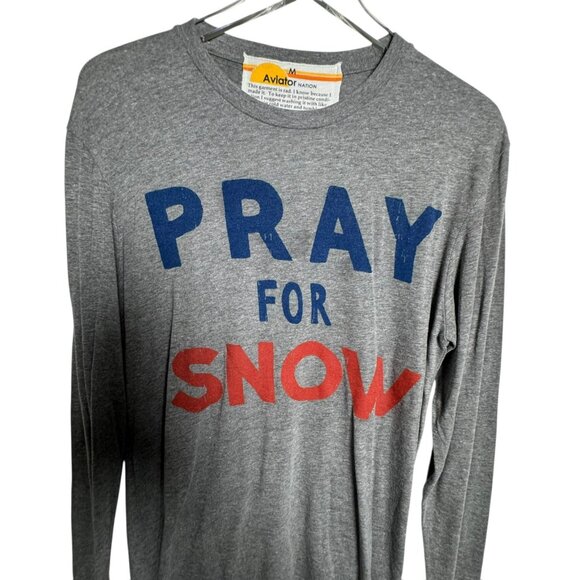 Aviator Nation Pray For Snow Gray Long Sleeve Shirt Mens Size Medium - Picture 3 of 7